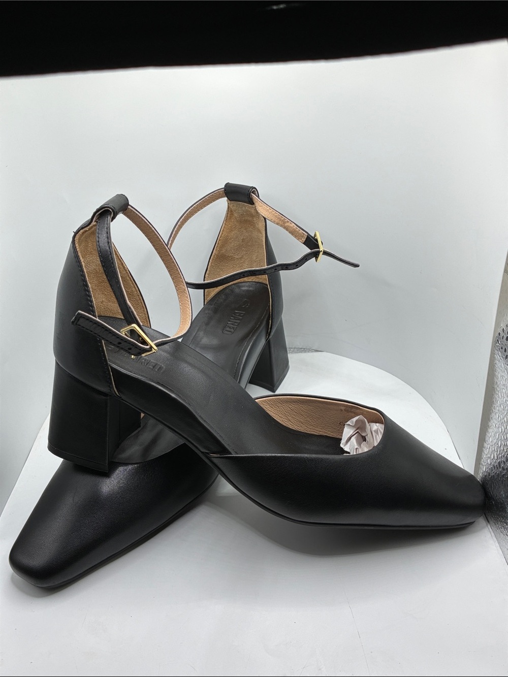 BARED WOMANS SHOES ANKLE STRAP/  2.5” HEEL  /LEATHER 100% BIOBASED/ COMFY CASUAL
